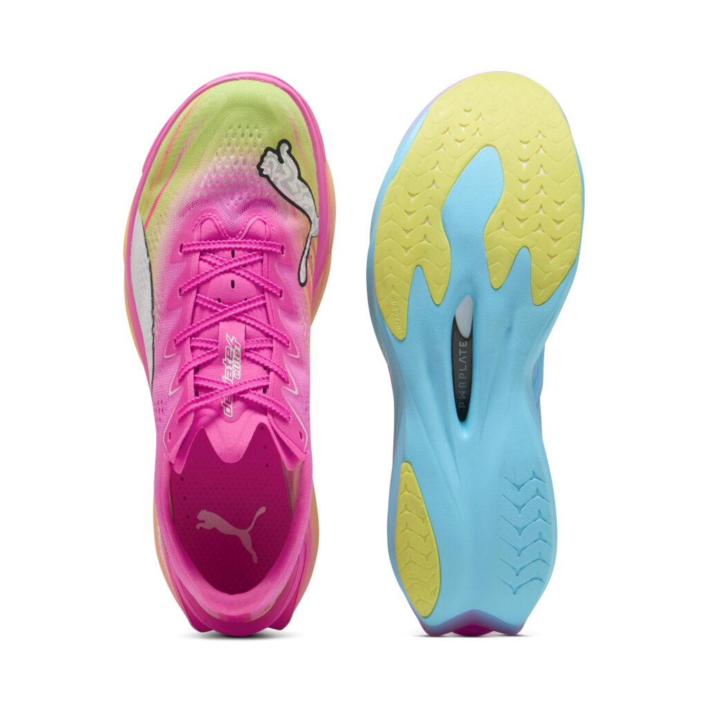 PUMA Deviate NITRO Elite 4 Showtime vista superior y suela PWRPLATE PUMAGRIP